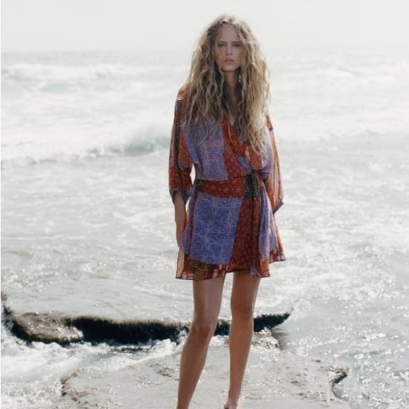 ZARA PATCHWORK PRINT DRESS - Picture 5 of 5